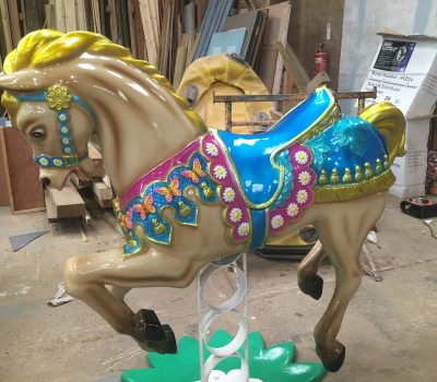 Carousel Horse With A Blue Saddle