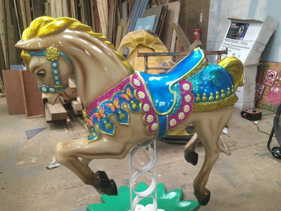Carousel Horse With A Blue Saddle