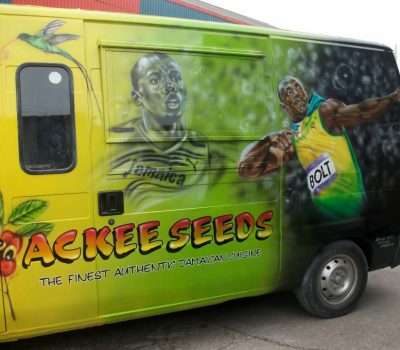 Usain Bolt with Ackee Seeds Art