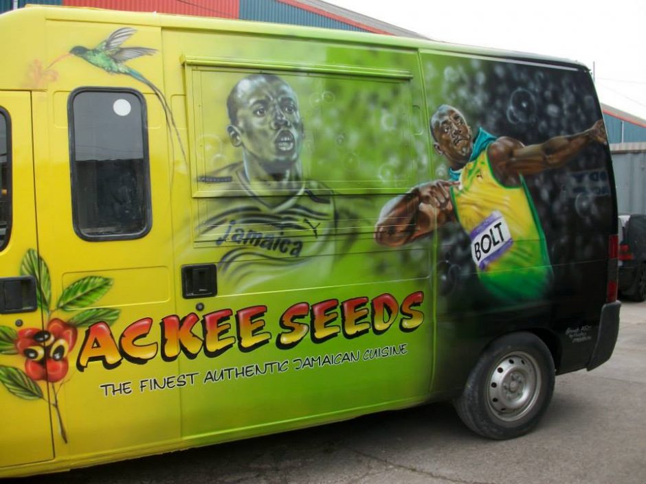 Usain Bolt with Ackee Seeds Art
