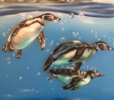 Penguin Family Swimming
