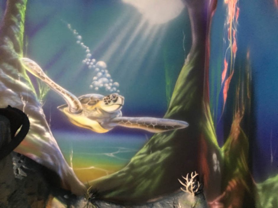 Turtle Gliding in the ocean