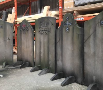 Getting a row of grave stones ready