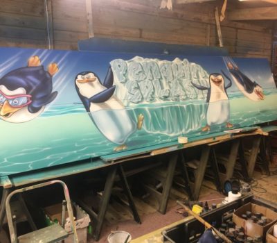 Penguin Splash Mural in Progress