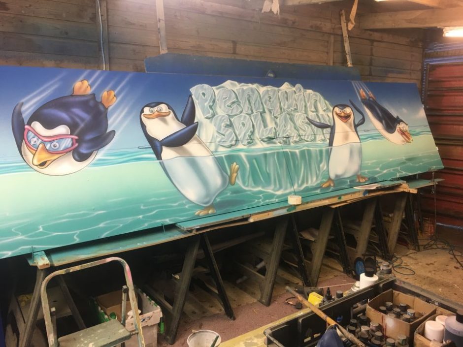 Penguin Splash Mural in Progress